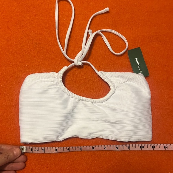 White raised ribbed longline bandeau bikini top NWT - Picture 6 of 7